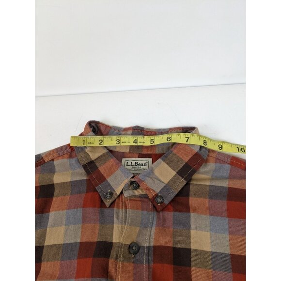 LL Bean Twill Plaid Long Sleeve Button Up Shirt Size Medium Tall Mens NWT Brown - Picture 7 of 12